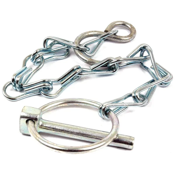 Round Linch Pin, Chain & Hook Assembly, Pin Ø6mm | Sparex Part No.S.11591 0.08 kg