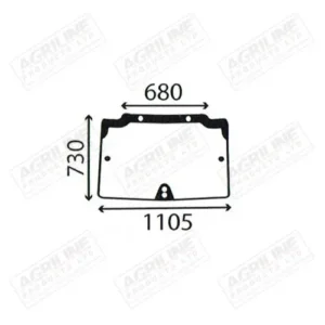 Cab Glass- Curved Opening Front Window - Green Tint