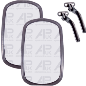 2x Universal 10" x 6" Flat Exterior Mirror Head & Arm for JCB Telehandler Digger